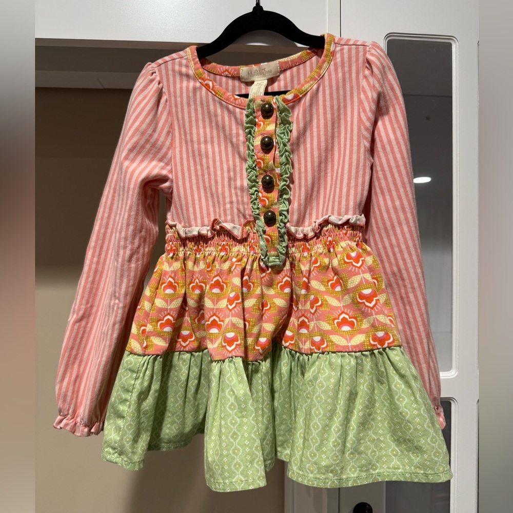 Y2K 2004 Matilda Jane Striped Tiered Top long sleeve shirt 2T 2year floral